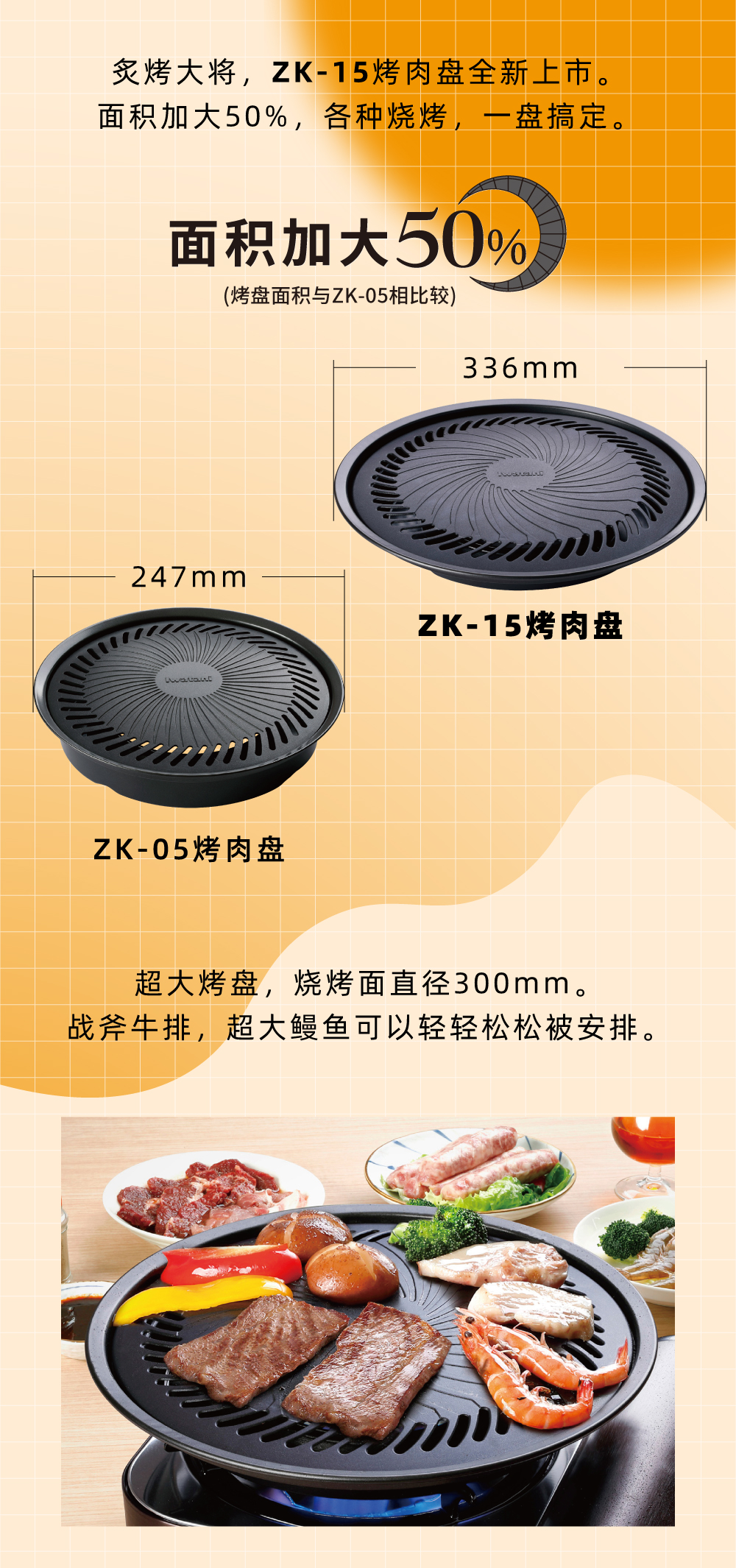 炙烤大將，zk-15全新上市。面積加大50%，各種燒烤，一盤搞定。